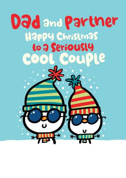 Cute Christmas Card - Dad And Partner - Snowmen created by Pink wink