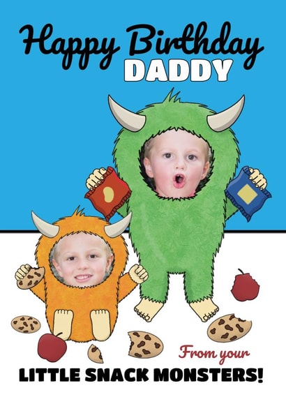 Funny Birthday Card - For Dad - Snack Monsters created by @Cupsie's Creations