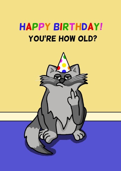 Funny Birthday Card - Cat - You're How Old? created by Cheeky Boar