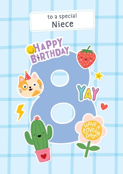 Cute 8th Birthday Card - To Niece - Stickers created by Macie Dot Doodles