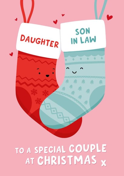 Cute Christmas Card - For Daughter & Son In Law - Stockings created by Fliss Muir