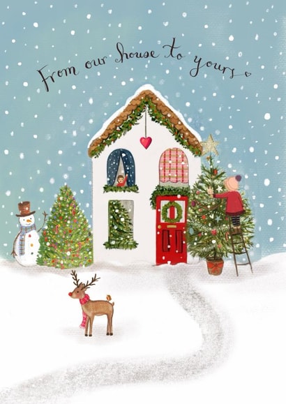 Classic Christmas Card - From Our House To Yours created by Love Lucy Illustration