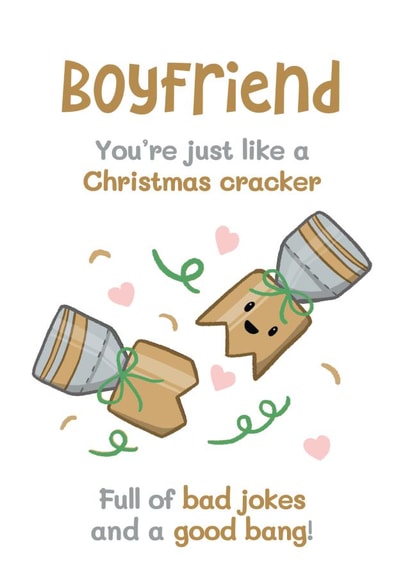 Funny Christmas Card - For Boyfriend - Christmas Cracker created by Bev O'Connor || @oconnordesign