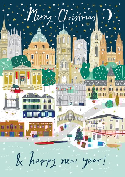 Classic Christmas card - Oxford - Illustrated City created by Jessica Hogarth