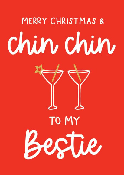 Fun Christmas Card - To My Bestie - Cocktail Glasses created by Word Up Creative