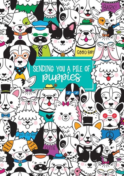 Cute Birthday Card - Pile Of Puppies created by Tracey Coon | Noonday Design