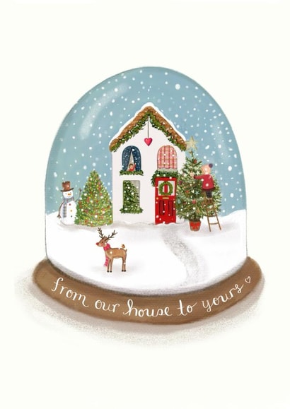 Classic Christmas Card - From Our House To Yours - Snow Globe created by Love Lucy Illustration