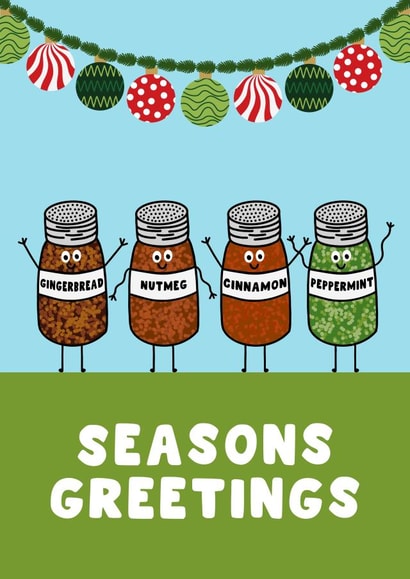 Funny Christmas Card - Seasons Greetings - Spices created by Pink Peach Cards