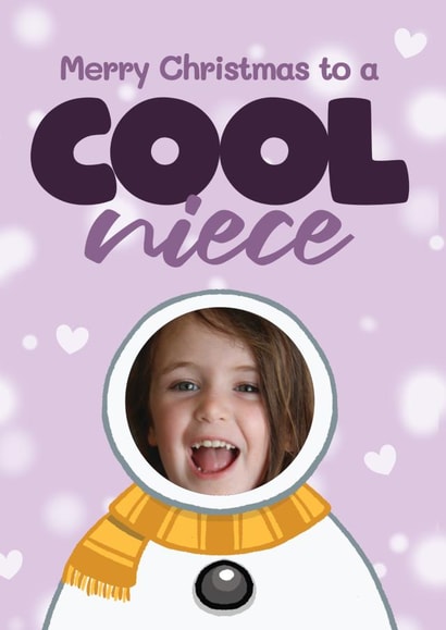 Cute Christmas Photo Card - For Niece - Cool Snowman created by Bev O'Connor || @oconnordesign