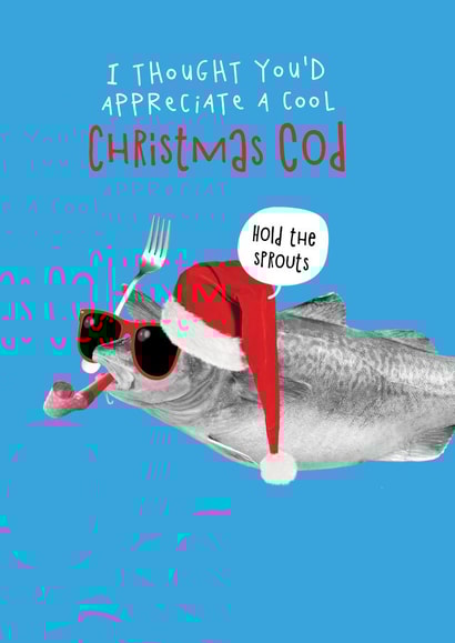 Funny Christmas Card - Christmas Cod - Pun created by Pink wink