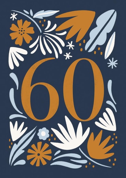 Classic 60th Birthday Card - For Her - Flowers created by Natalia Gonzalez