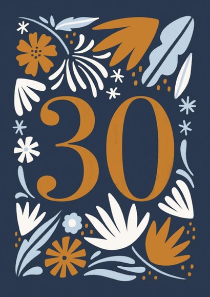 Classic 30th Birthday Card - For Her - Flowers created by Natalia Gonzalez