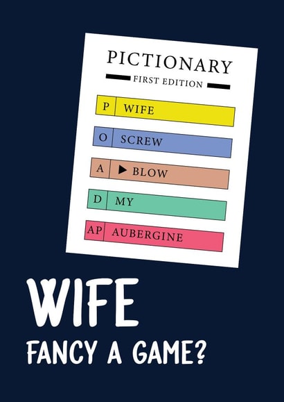 Cheeky Christmas/Birthday Card - For Wife - Pictionary created by Quinton cards