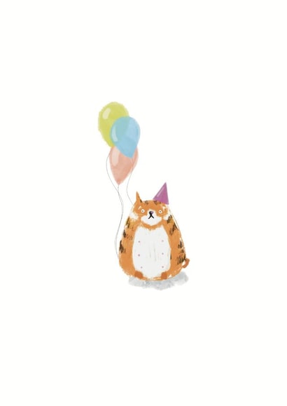 Cute Birthday Card - Cat - Balloons created by Paintpotface