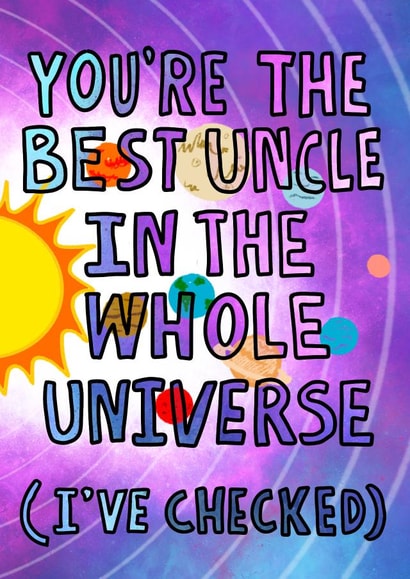 Funny Birthday Card - For Uncle - Universally Loved Uncle created by Rosie Johnson Illustrates