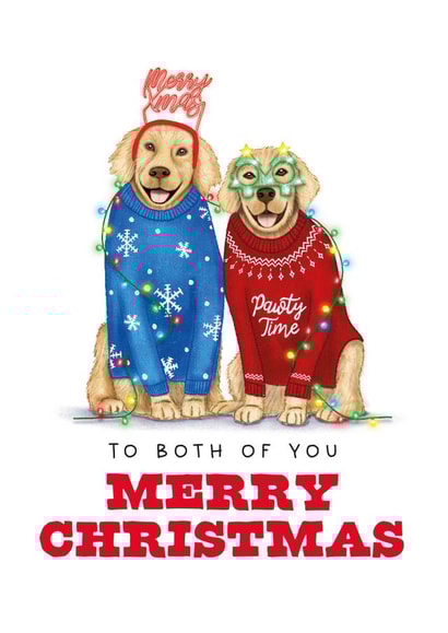 Funny Christmas Card - To Both of You - Festive Dogs created by badgerbee design