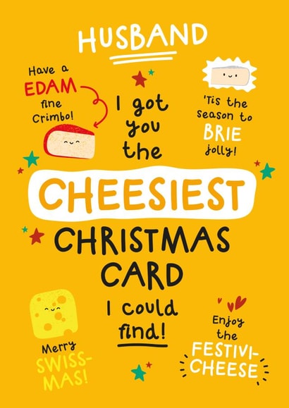 Cute Christmas Card - For Husband - Cheese Puns created by Twisted Haggis