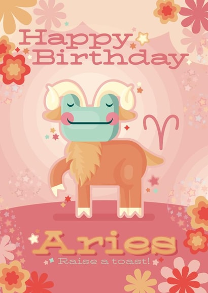 Cute Birthday Card - Star Sign - Aries - Frog created by Ellie MH Designs