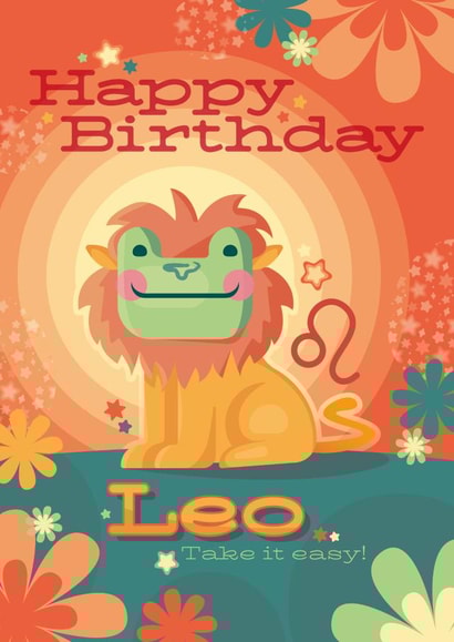 Cute Birthday Card - Star Sign - Leo - Frog created by Ellie MH Designs