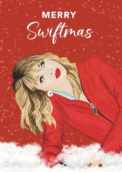 Cute Christmas card - Taylor Swift Pun - Merry Swiftmas created by Choo Choo