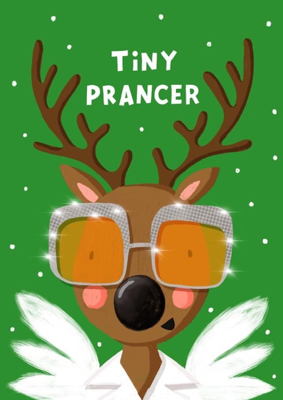 Funny Christmas Card - Tiny Prancer - Tiny Dancer - Pun created by Nicola Watson