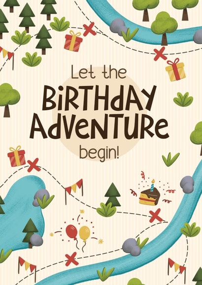 Cute Birthday Card - Let The Adventure Begin! - Treasure Map created by Bev O'Connor || @oconnordesign
