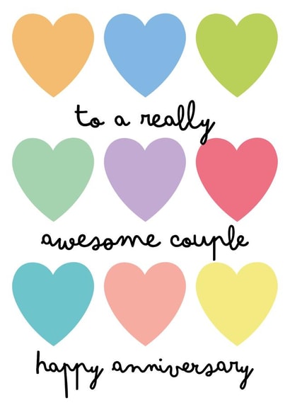 Classic Anniversary Card - Awesome Couple - Hearts created by size3art