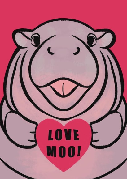 Cute Anniversary Card for Wife, Girlfriend, Friend - Moo Deng - Hippo - Love You created by Chindian Artist