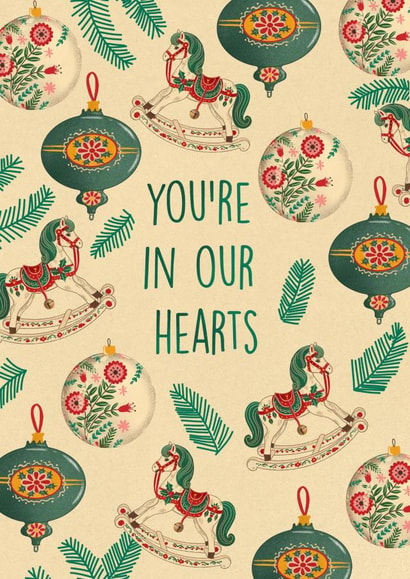Heartfelt Christmas Card – You’re In Our Hearts - Baubles created by Kasia Cards
