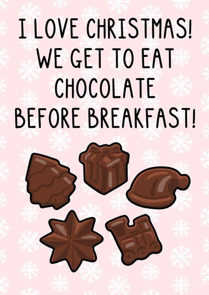 Funny Christmas Card - Chocolate For Breakfast created by OhJaye