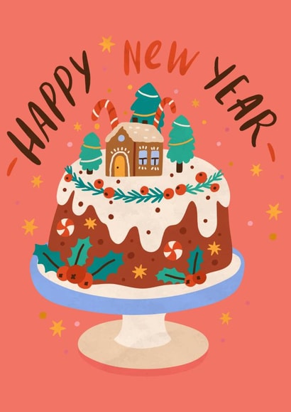 Cute New Year Card - Christmas Pudding - Holly created by Krafty Kitsune