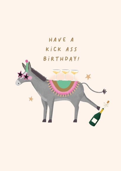 Funny Birthday Card - Donkey - Kick Ass Birthday created by Studio Mads