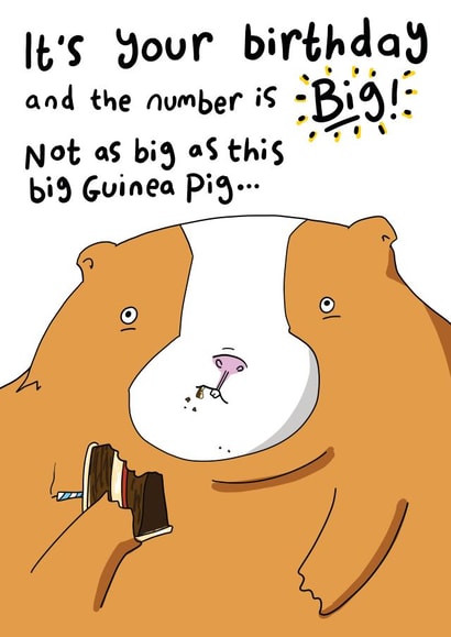 Funny Birthday Card - Guinea Pig - Big Birthday created by Blueberry Magpie Cards