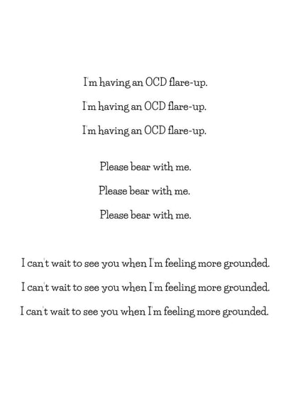 Mental Health Card - OCD - Typography created by Mind Over Letter