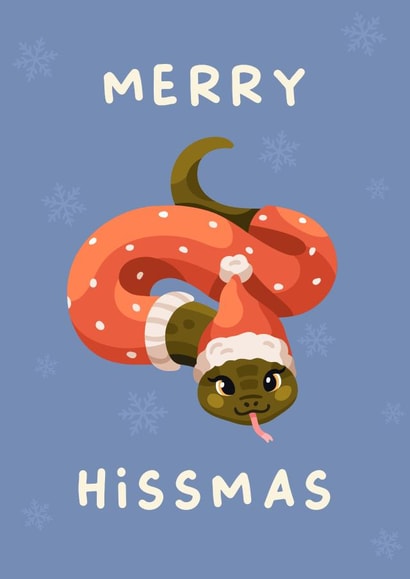 Cute Christmas Card - Merry Hissmas - Snake Pun created by KikiDoodles