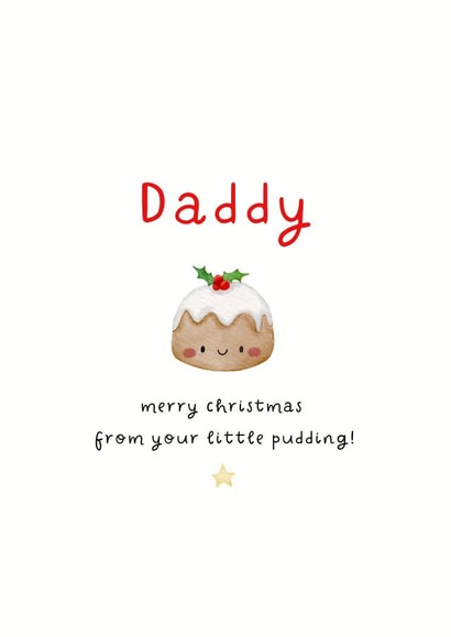 Cute Christmas Card - For Dad - Little Pudding created by Noah and Bear
