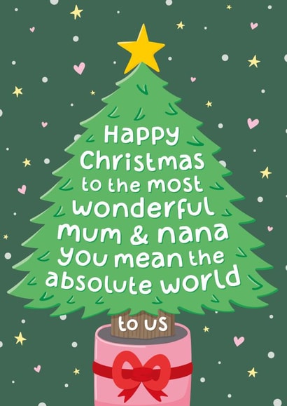 Cute Christmas Card - For Mum And Nana - Mean The World created by Macie Dot Doodles