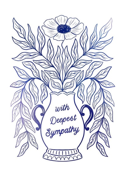 Classic Sympathy Card - With Deepest Sympathy - Vase created by Violet and Alfie