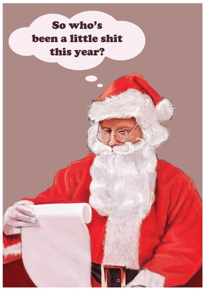 Funny Christmas Card - Santa's List - Little Shit created by BitHarsh 