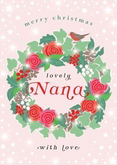 Pretty Christmas Card - Lovely Nana - Floral Wreath created by Michelle Fiedler Design