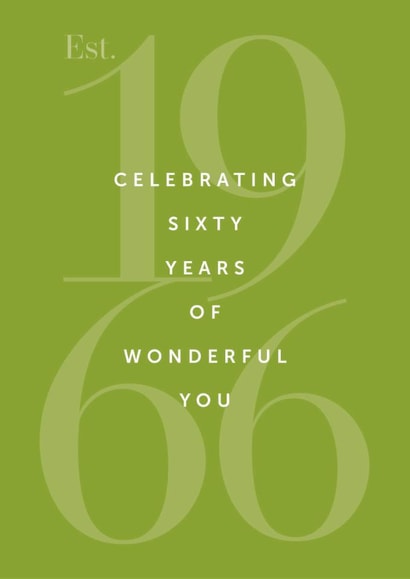 Classic 60th Birthday Card - Est. 1966 Celebrating Sixty Years of Wonderful You created by Yay Days