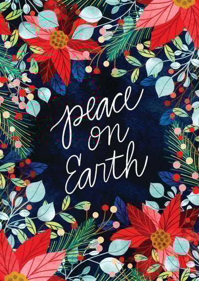 Arty Christmas Card - Festive Florals - Peace On Earth created by Tracey Coon | Noonday Design