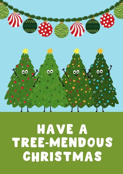 Punny Christmas Card - Christmas Trees - Baubles created by Pink Peach Cards