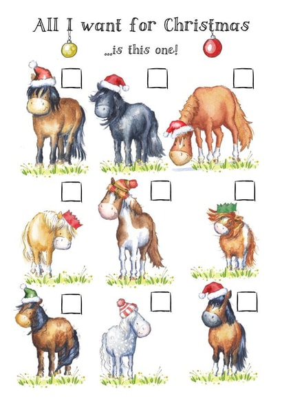Cute Christmas Card - All I Want For Christmas Is This One - Ponies created by Kate Garrett