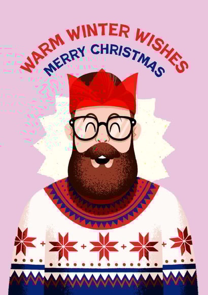 Cute Christmas Card - Warm Winter Wishes - Christmas Jumper created by Folio | Ian Owen