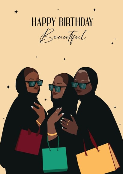 Pretty Birthday Card - Beautiful - Friends - Hijab created by Anoela Cards