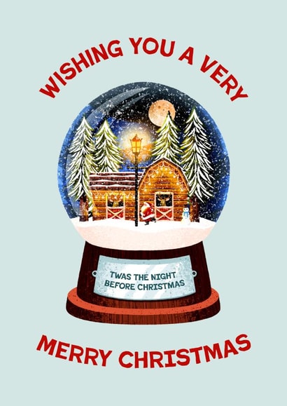 Cute Christmas Card - Snow Globe - Snowy Cabin created by Folio | Ian Owen