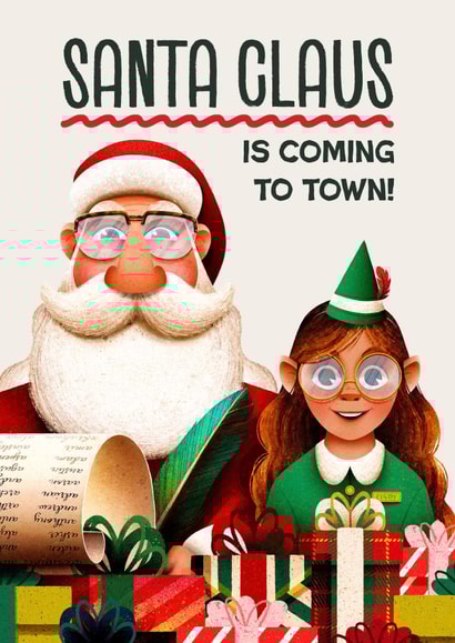 Cute Christmas Card - Santa Claus Is Coming To Town - Presents created by Folio | Ian Owen
