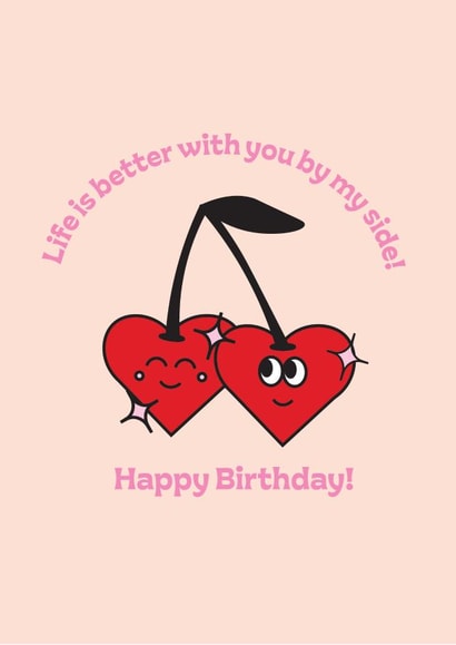 Cute Birthday Card - Cherry Hearts created by Little Prints By Emma