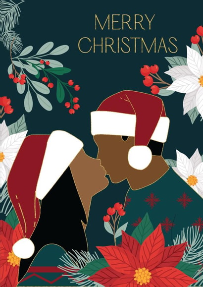Arty Christmas Card - Black Couple - Mistletoe created by Rich Girl Paper